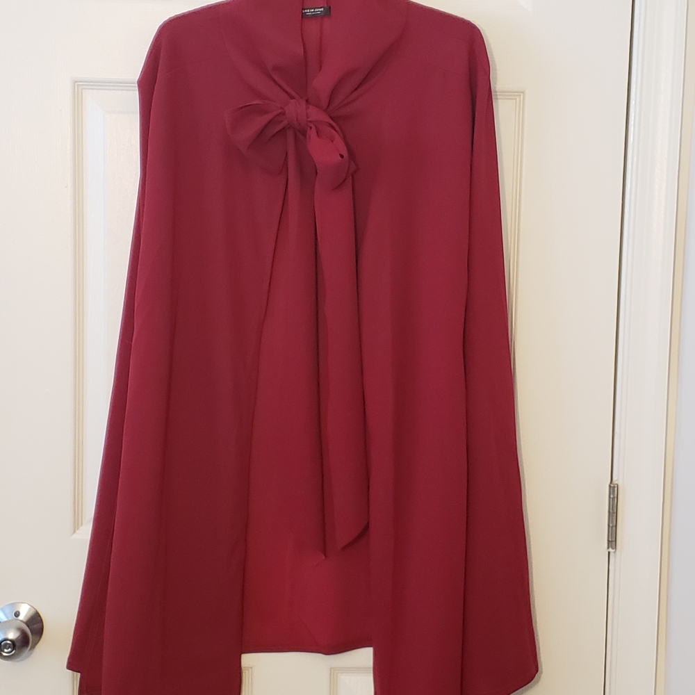 SHEIN Burgundy Cape with Bow | Women's XL